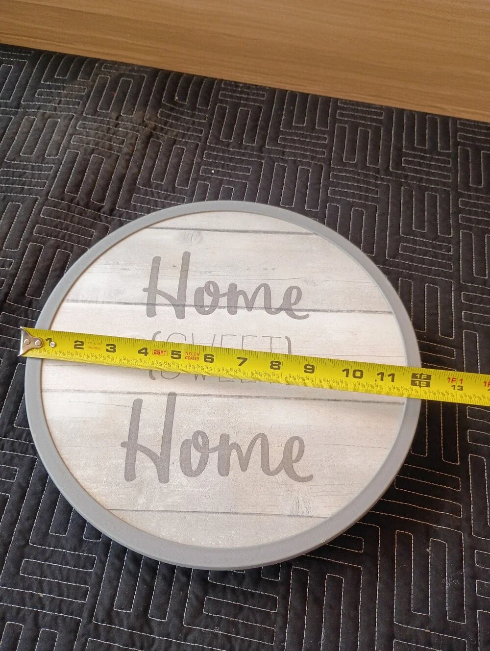 Home Sweet Home Round Wall Decor - Gray and White